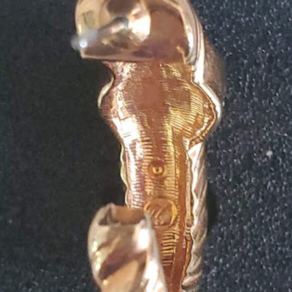 Swarovski‎ Gold Plated Hoop Earrings with Large Crystal Pierced Rope Design - Picture 4 of 6